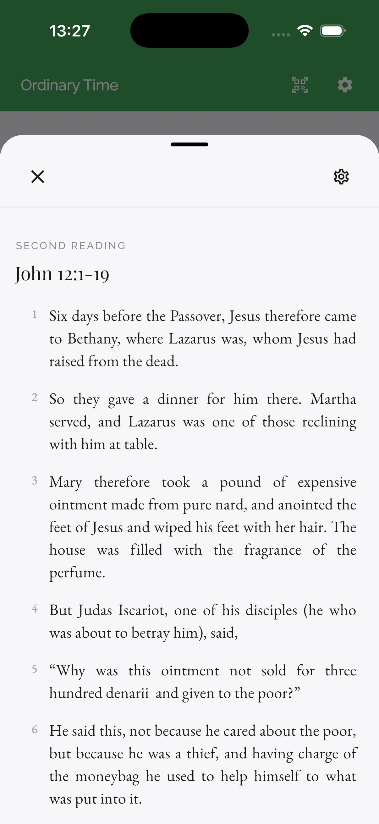 Scripture in a comfortable reading view