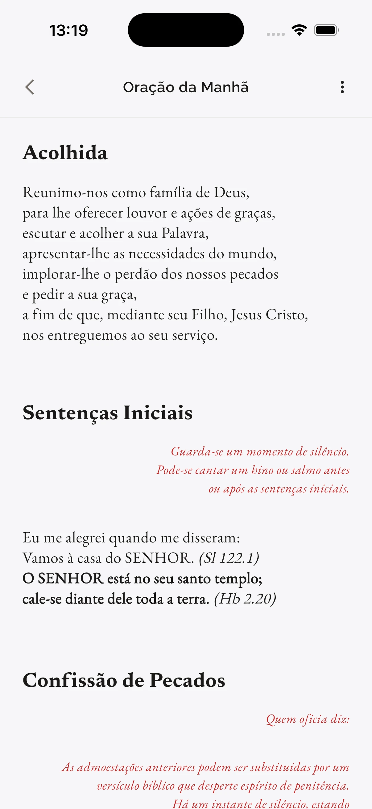 Um ofício aberto, pronto para orar
