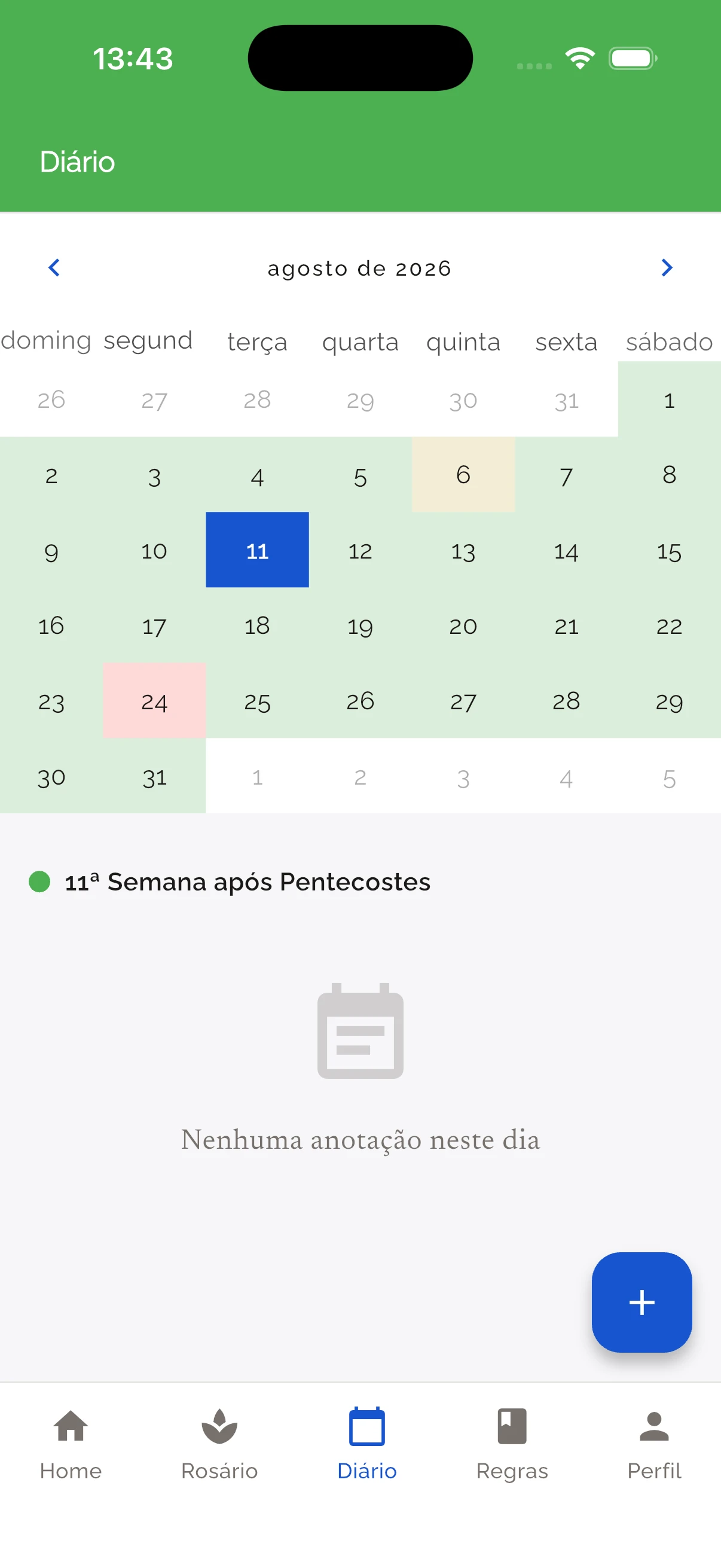 Calendário litúrgico interativo